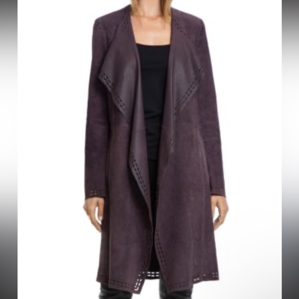 Bagatelle City 100% leather purple laser cut jacket long size M